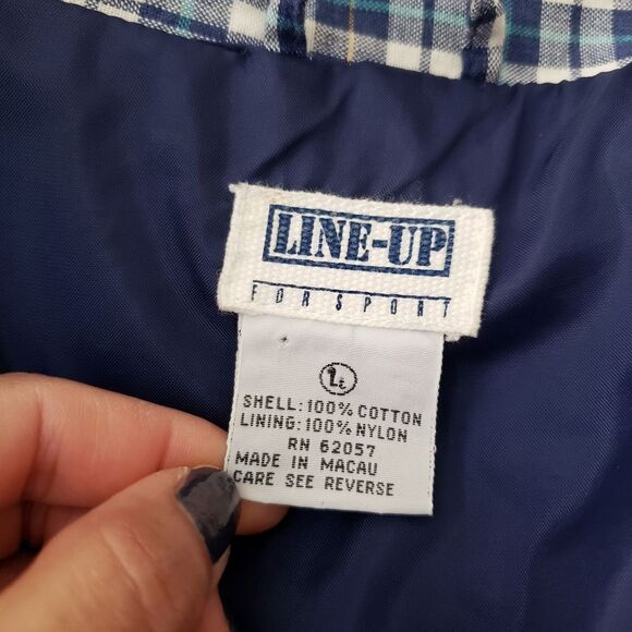 90s Gym Blue Plaid Zip Jacket With Embroidered Logo size large - Picture 10 of 15